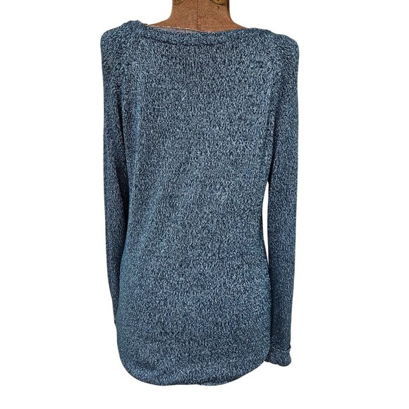 Cupio Sweater Womens Size L Teal Shimmer Pullover Knit Long Sleeve Top - Picture 3 of 11